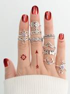 Romwe Vintage Hollow Carved Ring 10-pieces Set