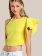 Romwe Flounced One Shoulder Tailored Top