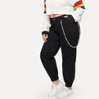 Romwe Plus Chain Decoration Elastic Feet Jeans