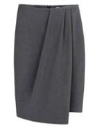 Romwe Grey Folds Asymmetrical Pencil Skirt