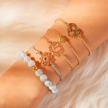 Romwe Lotus & Heart Bracelet Set 5pcs