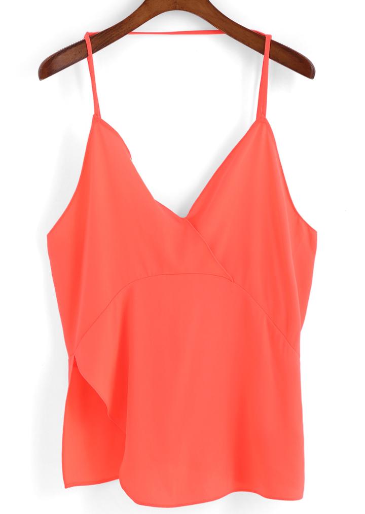 Romwe Spaghetti Strap Split Cami Top