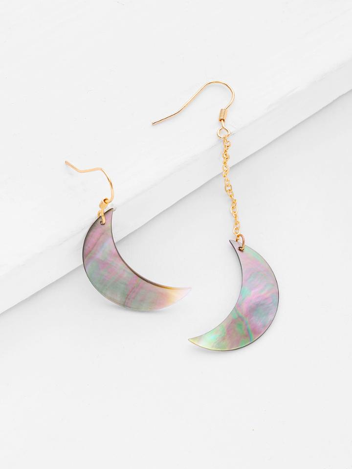 Romwe Moon Shaped Mismatch Earrings