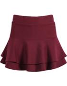 Romwe Red Double Layers Ruffle Skirt