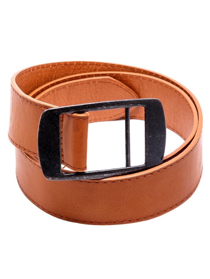 Romwe Brown Faux Leather Metal Buckle Belt