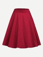 Romwe Zip Back Solid Circle Skirt