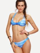 Romwe Strappy Racerback Printed Bikini Set