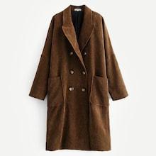 Romwe Corduroy Drop Shoulder Double Breasted Coat
