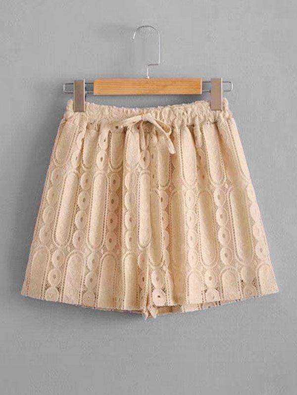 Romwe Circle Guipure Lace Shorts