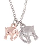 Romwe Double Elephant Pendant Chain Necklace