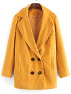 Romwe Lapel Double Breasted Woolen Coat