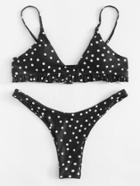 Romwe Polka Dot Frill Bikini Set