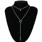 Romwe Triangle & Bar Layered Chain Necklace