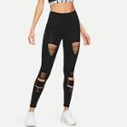 Romwe Solid Ripped Legging