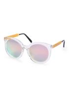 Romwe Clear Frame Iridescent Lens Sunglasses