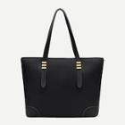 Romwe Striped Detail Pu Tote Bag