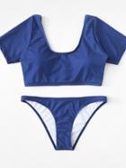 Romwe Scoop Neck Two Piece Swimwear