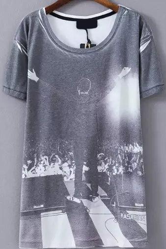 Romwe Concerts Print Loose T-shirt