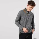 Romwe Men Button High-neck Sweatshirt