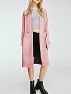Romwe Pockets Slit Side Long Pink Coat