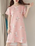 Romwe Rabbit Print Split Side Dress
