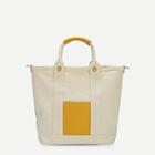 Romwe Contrast Pu Canvas Satchel Bag
