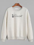 Romwe Pale Grey Cat Print Sweatshirt