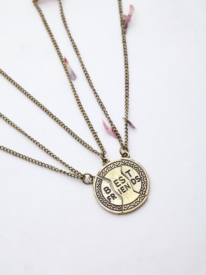 Romwe Letter Detail Friendship Chain Necklace