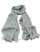 Romwe New Fashion Gray Gold Thread Soild Color Long Tassel Scarf