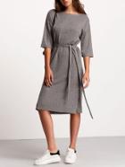 Romwe Crew Neck Tie Waist Dress