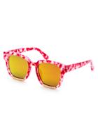 Romwe Red Marble Frame Gold Trim Sunglasses