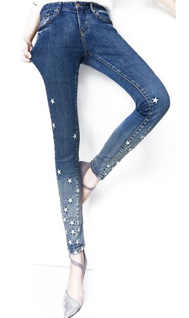 Romwe Bleached Star Print Denim Pant