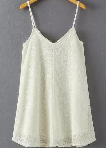Romwe Spaghetti Strap Embroidered Dress