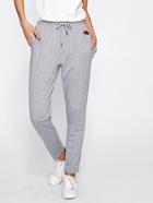 Romwe Lip Embroidered Heather Knit Sweatpants