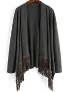 Romwe Long Sleeve Tassel Loose Cardigan