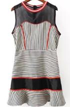 Romwe Cntrast Mesh Striped Peplum Hem Dress