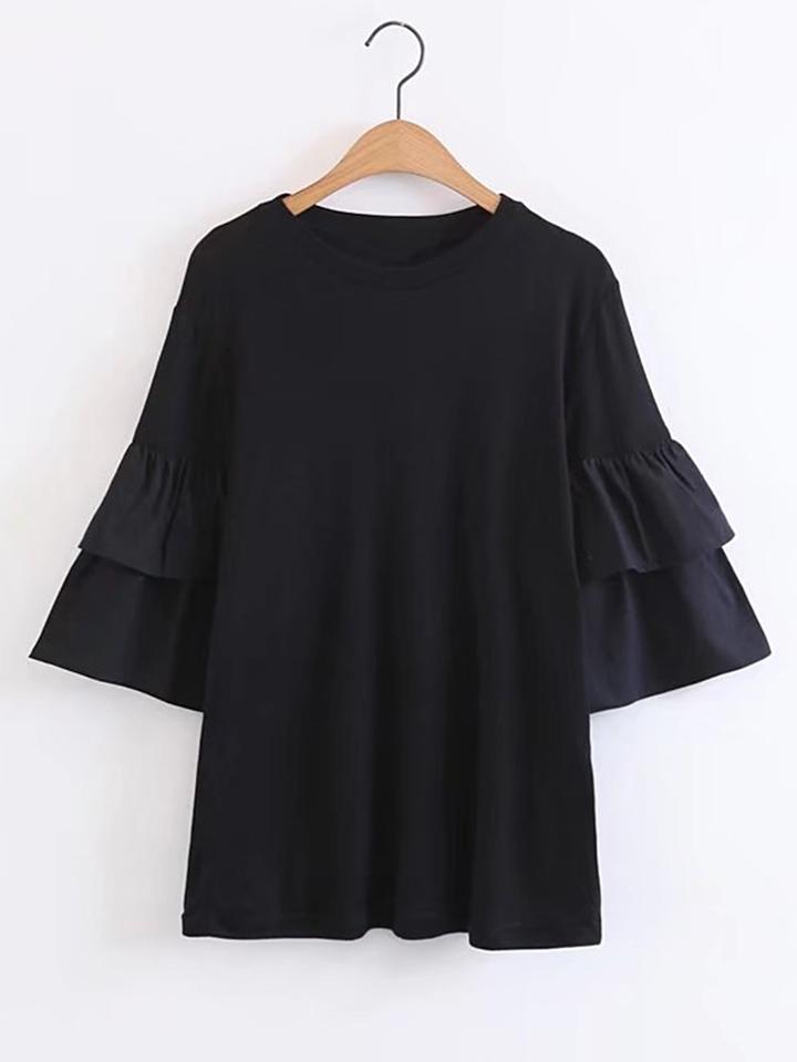 Romwe Layered Bell Sleeve Top