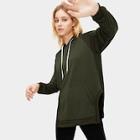 Romwe Kangaroo Pocket Drawstring Split Hoodie