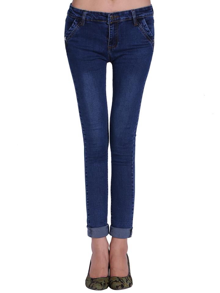 Romwe Skinny Pockets Denim Pant