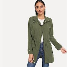 Romwe Solid Drawstring Waist Coat