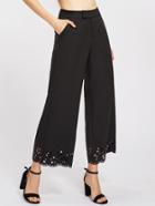 Romwe Scallop Laser Cut Hem Palazzo Pants