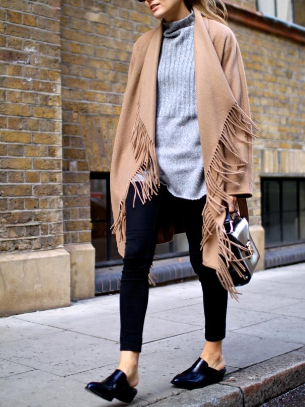 Romwe Khaki Long Sleeve Lapel Tassel Coat