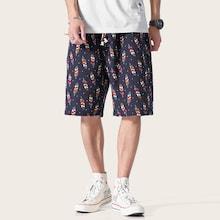 Romwe Guys Feather Print Shorts