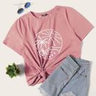 Romwe Plus Short Sleeve Graphic Tee