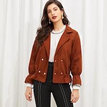 Romwe Woollen Blend Double Breasted Outerwear