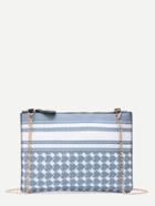 Romwe Geometric Print Pu Clutch Bag With Chain Strap