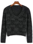 Romwe V Neck Hollow Crop Sweater