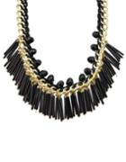 Romwe Black Long Resin Tassel Statement Female Necklace