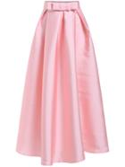 Romwe Bow Embellished Flare Long Skirt