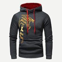 Romwe Men Dragon Print Drawstring Hoodie